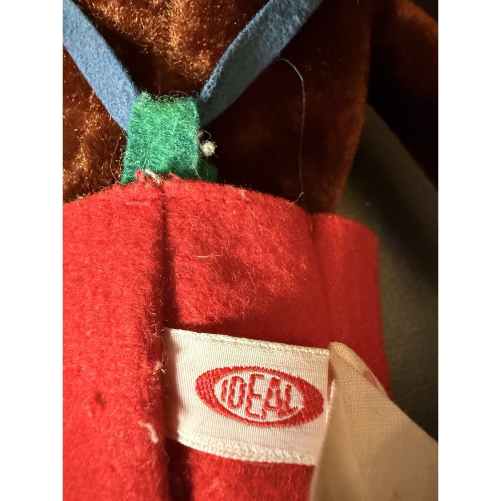 Vintage Ideal Toy Corp Monkey Plush Doll Red Shorts Green Shoes Bow Tie Retro - Picture 9 of 16